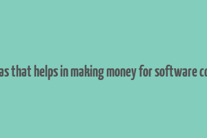 any ideas that helps in making money for software company