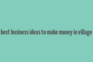 best business ideas to make money in village