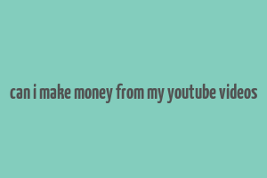 can i make money from my youtube videos