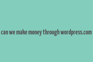 can we make money through wordpress.com