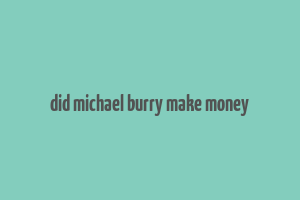 did michael burry make money