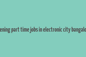 evening part time jobs in electronic city bangalore