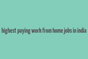 highest paying work from home jobs in india