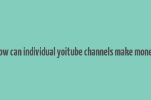 how can individual yoitube channels make money