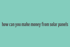 how can you make money from solar panels