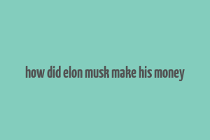 how did elon musk make his money