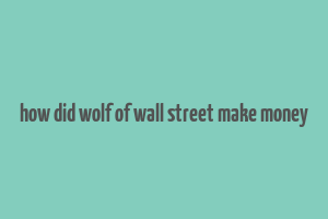 how did wolf of wall street make money