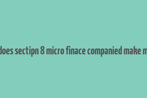 how does sectipn 8 micro finace companied make money