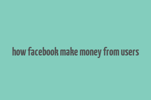 how facebook make money from users