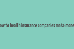 how to health insurance companies make money