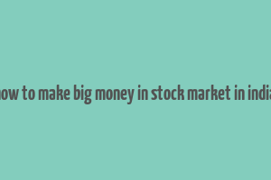 how to make big money in stock market in india