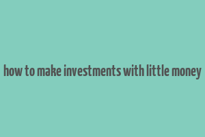 how to make investments with little money