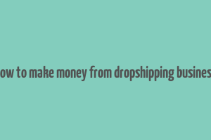 how to make money from dropshipping business