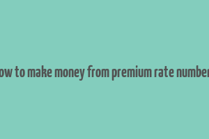 how to make money from premium rate numbers