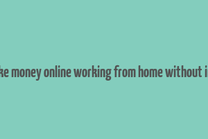 how to make money online working from home without investment