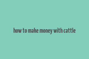 how to make money with cattle