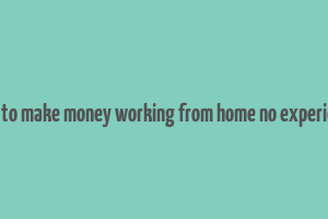 how to make money working from home no experience