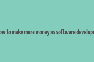 how to make more money as software developer