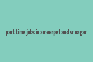 part time jobs in ameerpet and sr nagar