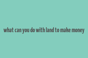 what can you do with land to make money