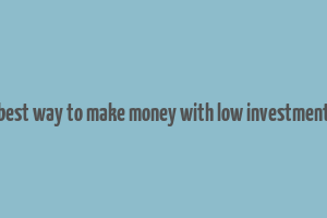 best way to make money with low investment