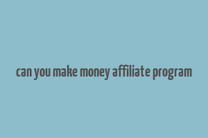 can you make money affiliate program