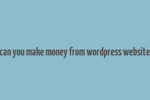 can you make money from wordpress website