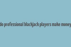 do professional blackjack players make money