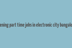 evening part time jobs in electronic city bangalore