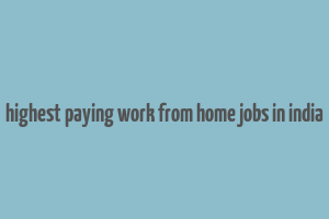 highest paying work from home jobs in india