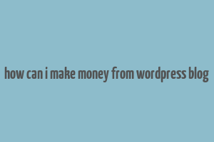 how can i make money from wordpress blog