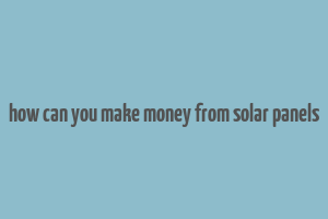 how can you make money from solar panels