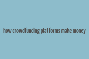 how crowdfunding platforms make money