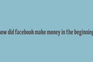 how did facebook make money in the beginning