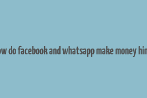 how do facebook and whatsapp make money hindi