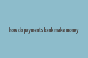 how do payments bank make money