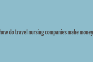 how do travel nursing companies make money