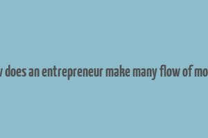 how does an entrepreneur make many flow of money