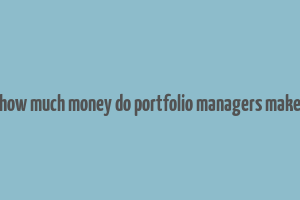 how much money do portfolio managers make