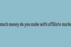 how much money do you make with affiliate marketing