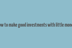 how to make good investments with little money