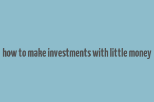 how to make investments with little money