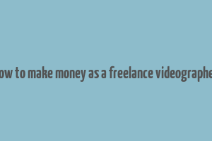 how to make money as a freelance videographer