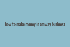 how to make money in amway business