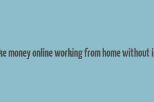 how to make money online working from home without investment