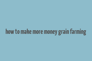 how to make more money grain farming