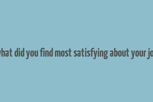 what did you find most satisfying about your job