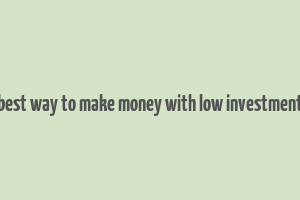 best way to make money with low investment