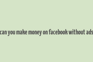 can you make money on facebook without ads