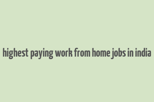 highest paying work from home jobs in india